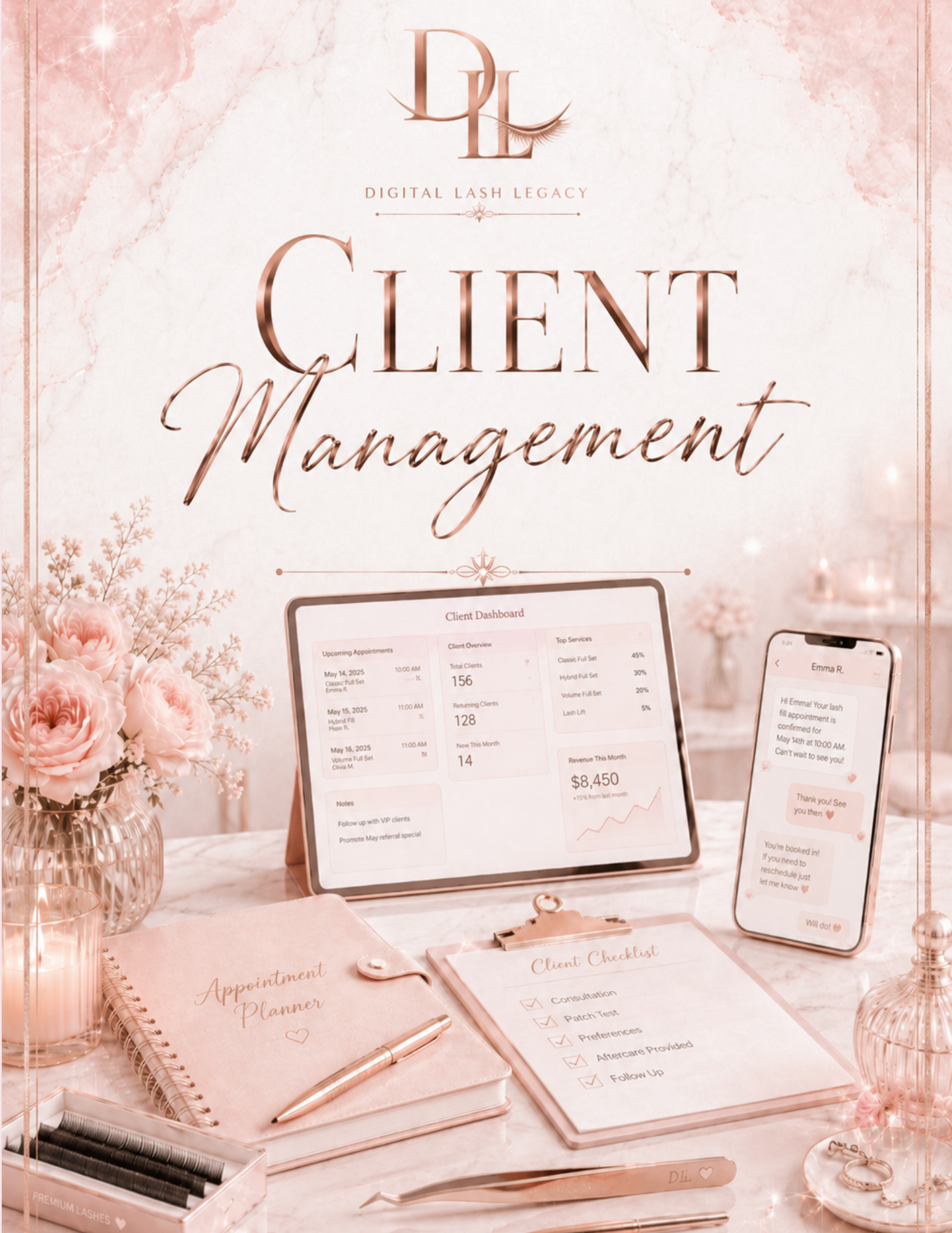 Client Management System, a ready-to-use digital product for lash artists