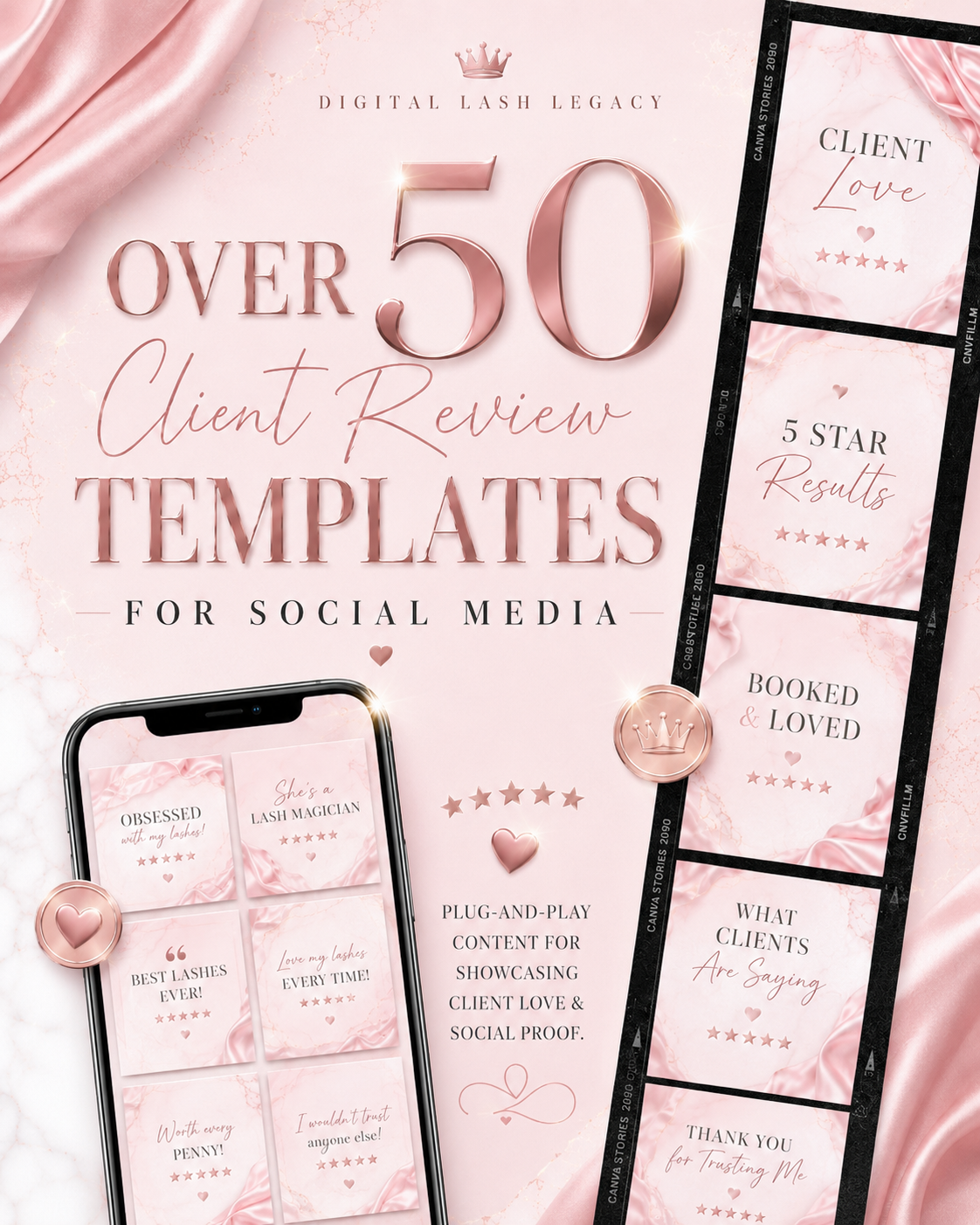 50+ Client Review Templates, a ready-to-use digital product for lash artists